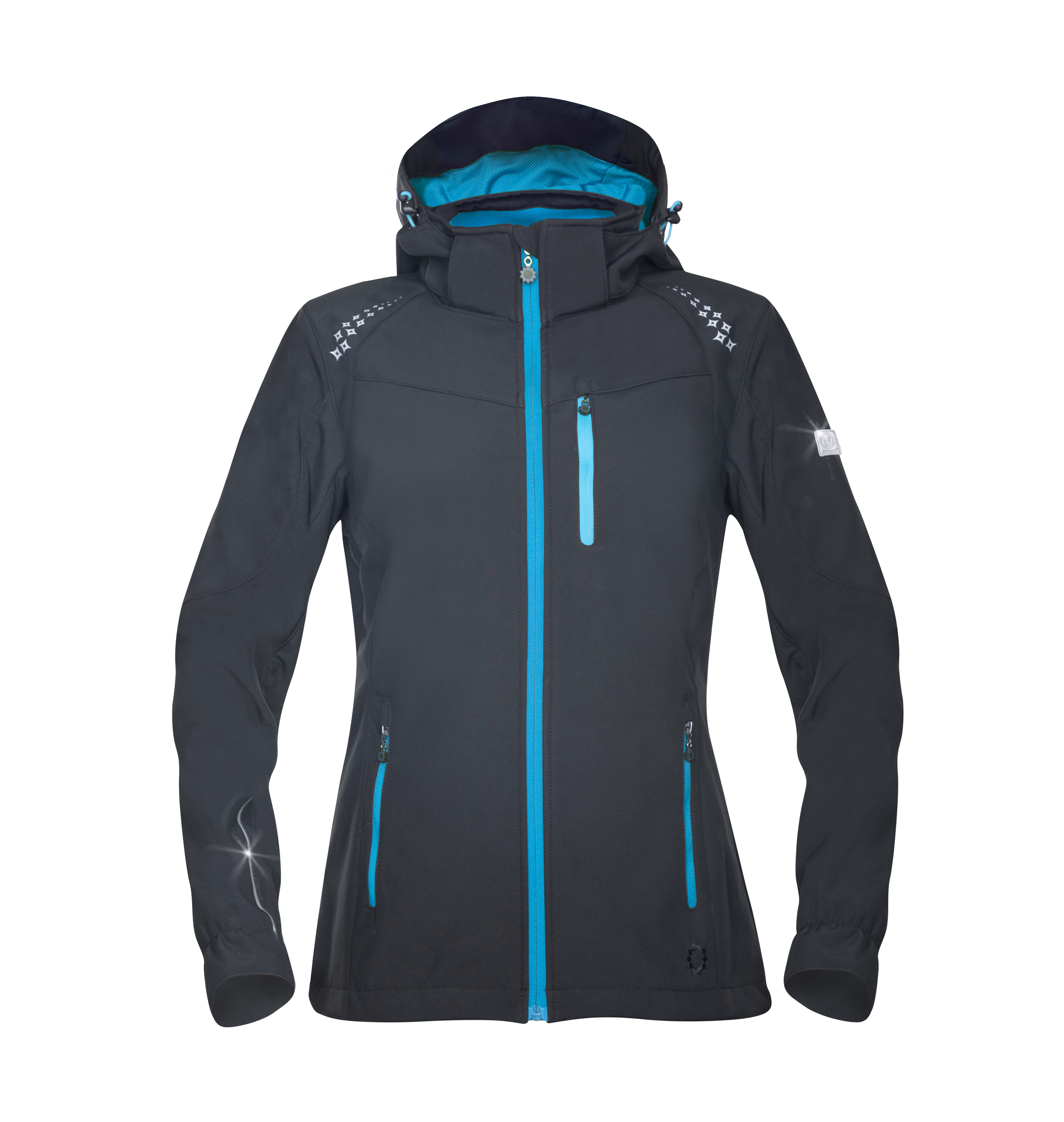 FLORET bunda softshell dámská černá-modrý zip H6308 L